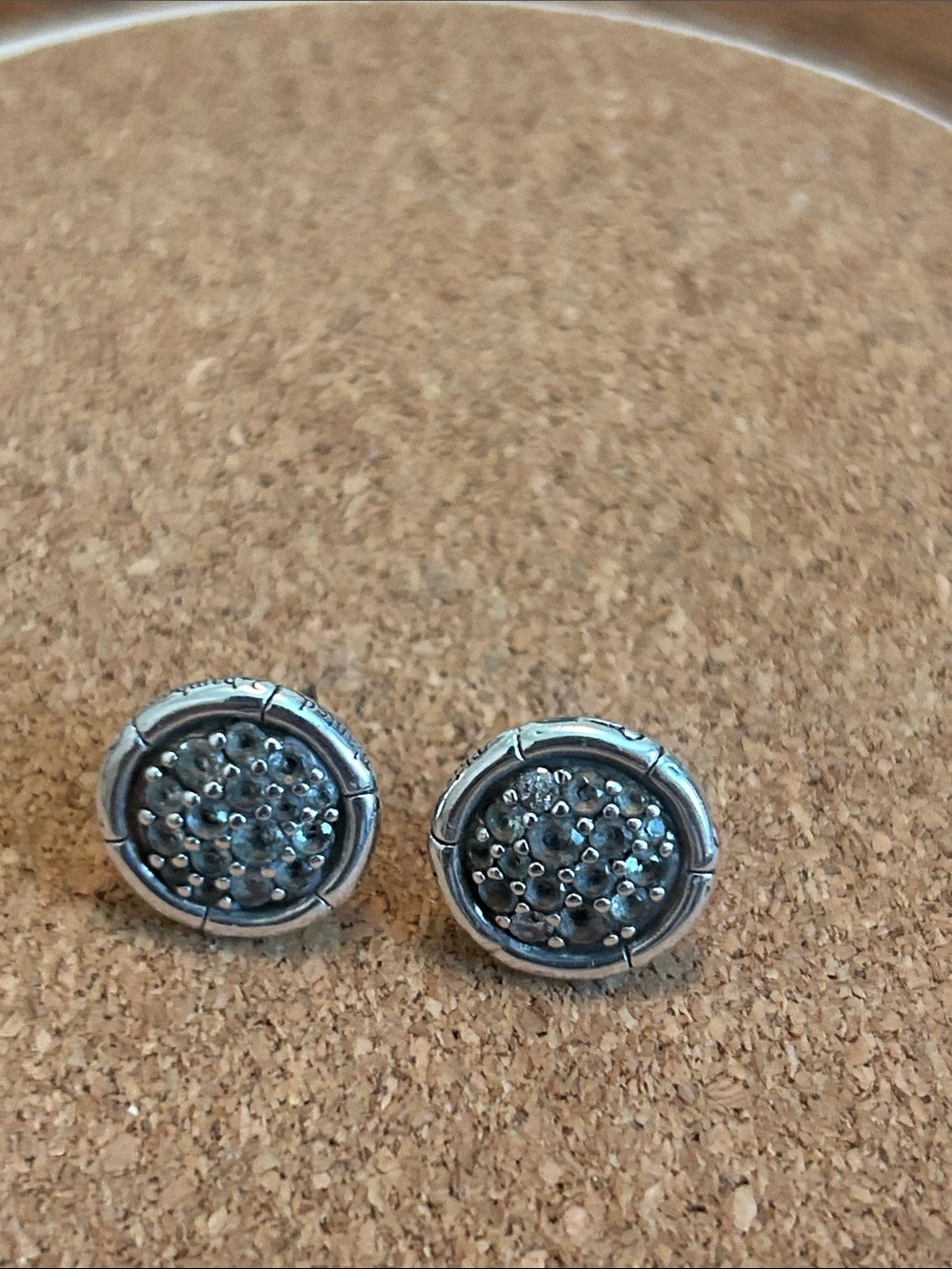 John Hardy Silver Pavé Round Stud Earrings